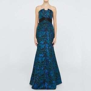 THEIA Fernanda Strapless Gown - Black/Emerald